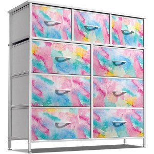 Sorbus Dresser with 9 Drawers - Furniture Storage Chest Tower Unit for Bedroom, Closet, etc - Steel Frame, Wood Top, Fabric Bins - 1 of 4