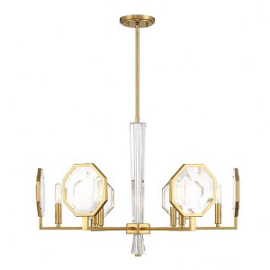 Savoy House Leighton 6 - Light Chandelier in  Warm Brass - 1 of 4