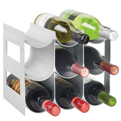 Mdesign Plastic Water Bottle/wine Rack Organizer, 3 Tiers, 9 Bottles - Lt  Gray : Target