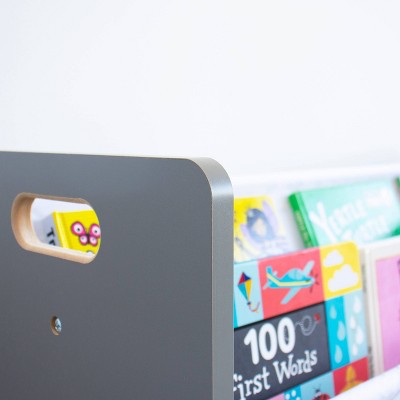 Gray and White 4-Tier Kids' Storage Organizer with Bookrack