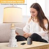 ROTTOGOON 26.5" Table Lamps Farmhouse Rustic USB C+A Ports AC Outlet 3 Way Touch Control Resin White 2-Pack - 4 of 4