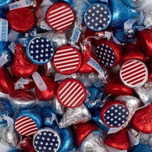 85 Pcs Patriotic Candy Hershey's Kisses Red White and Blue Flag Chocolate - 1 of 3