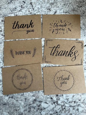 36 Pack Rustic Kraft Paper Material Thank You Cards with Envelopes for  Wedding, Baby Shower, Birthday Party, 4 x 6 in 