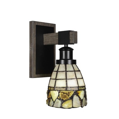 Toltec Lighting Tacoma 1 - Light Sconce in  Black/Painted Wood with 7" Cobblestone Art Glass Shade