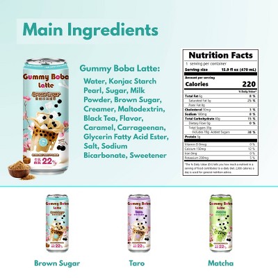 O's Bubble Gummy Boba Latte - Brown Sugar - 16 fl oz