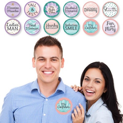 Big Dot of Happiness Trading The Tail For A Veil - Mermaid Bachelorette or Bridal Shower Man Hunt Stickers - Set of 12