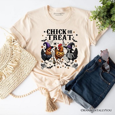 Chick or Treat Chicken T-Shirt, Funny Farmhouse Halloween Tee| OrnamentallyYou