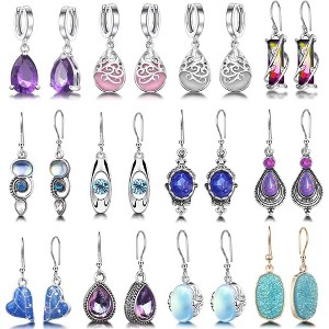 12 Pairs Crystal Huggie Earrings Set | Teardrop Druse Drop Dangle Earrings with Cubic Zirconia - 1 of 4