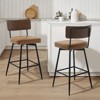 Bekrvio 26" Counter Height Swivel Counter Stools Set of 2/3,Mid-Century Modern Faux Leather Bar Chairs with Walnut Back for Kitchen Island - 2 of 4