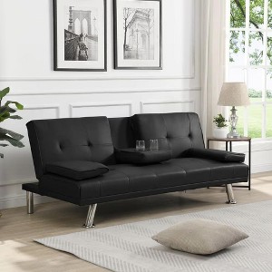 NicBex 66.1 Inch Convertible Folding Futon Sofa Bed with 2 Cup Holders and Stainless Legs for Living Room,Office,Bedroom - 1 of 4