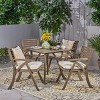 Christopher Knight Home Hermosa Outdoor Acacia Wood 5-Piece Slatted Dining Set with Cushion - 2 of 4
