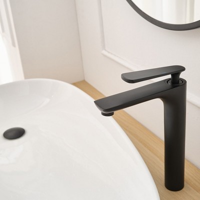 Matte Black Single Handle High Arc Vessel Sink Faucet