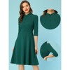 INSPIRE CHIC Women's Vintage 3/4 Sleeves Stand Collar Office Work Elegant A-Line Dress - 2 of 4