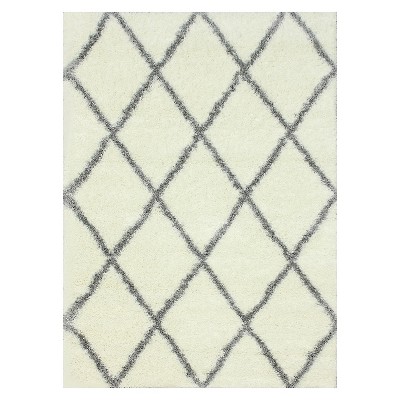 4'x6' Machine Made Diamond Shag Area Rug Gray- nuLOOM