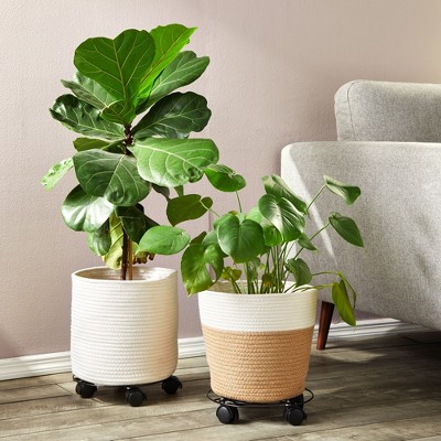 Heavy-Duty Black Metal Rolling Plant Stand with Wheels, 4-Pack