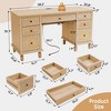 Brafabhome 58" Rattan Executive Desk with 7 Drawers, Modern Study Writing Table Computer Desks with Charging Station for Home Office Bedroom | Beige - 2 of 4