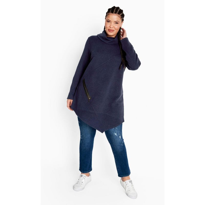Women's Plus Size Tilly Textured Tunic - Navy | EVANS, 3 of 8