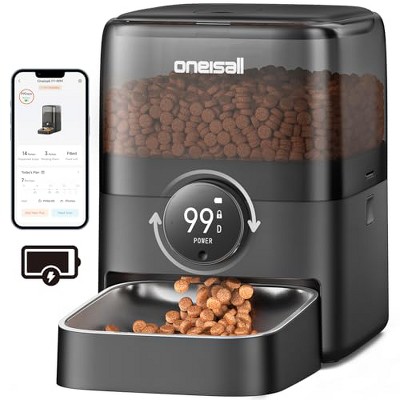 Oneisall PF06 WiFi Cat Feeder - 3L, 100-Day Battery, App Control for Large Kibble