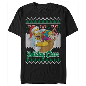 Men's The Simpsons Christmas Homer Holiday Cheer Sweater Print T-Shirt - 1 of 4