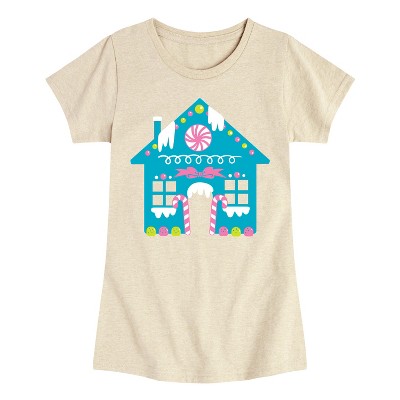Girls' - Instant Message - Cute Gingerbread House Fitted Short Sleeve Graphic T-Shirt