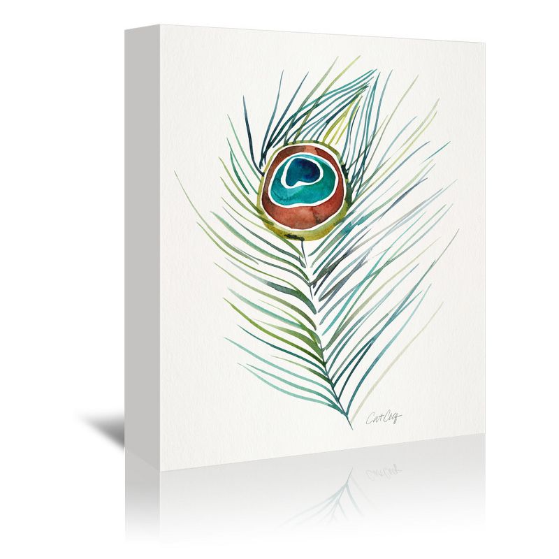 Americanflat Minimalist Botanical Peacock Feather Original By Cat Coquillette Canvas, 1 of 10