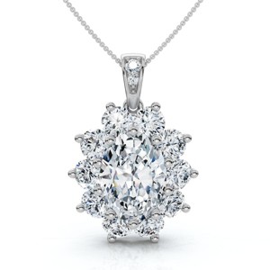Pompeii3 Certified 8 1/2Ct Oval Diamond Pendant 14k Gold Lab Created 1.25" Tall - 1 of 2