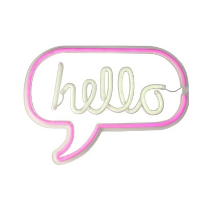 Northlight 17" Neon Style LED Lighted Hello Bubble Window Silhouette Sign - Pink/White