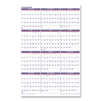 Yearly Wall Calendar, 24 x 36, White Sheets, 12-Month (Jan to Dec): 2025