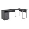 Monarch Specialties Computer Desk Home Office Corner Left Right Set-Up Storage Drawers  L Shape Metal Laminate Grey Contemporary Modern - 2 of 4