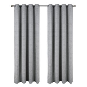 RT Designer Collection Kensington Jacquard Foam Backed Luxurious Decorative Grommet Curtain Panel Grey - 1 of 4