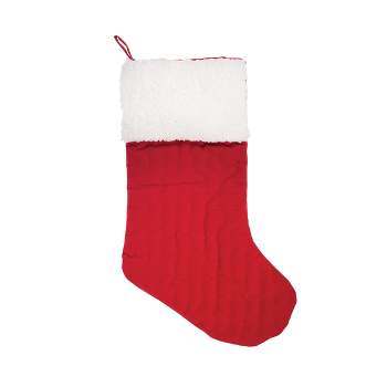 C&F Home Classic Red Velvet Stitch with White Fuzzy Cuff Christmas Stocking, 20.0- in.