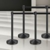 VEVOR Stanchion Post, 6 Pcs Stanchions with Retractable Belts, Carbon Steel Black Stanchions Queue with Sand Injection Hollow Base, Black - 2 of 4