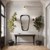 LuxenHome 30-Inch Tall Oblong Slim Black with Gold Iron Metal Frame Wall Mirror - 3 of 4
