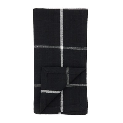Black Windowpane Plaid Cotton Table Napkins (Set of 4)