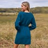 Women's Cozy Knit Surplice Sweater Dress Chic Teal Mini Dress for Fall - Cupshe - 4 of 4