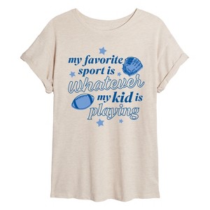 Women's - Instant Message - My Favorite Sport Is Whatever My Kid Is Playing Oversized Graphic T-Shirt - 1 of 4