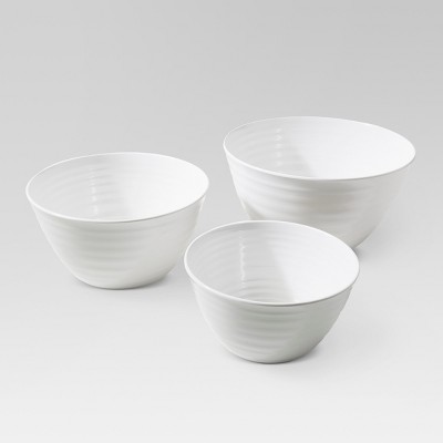 3pc Plastic Nesting Serving Bowls White - Made By Design™