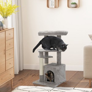 Sandinrayli 33-in Cat Tree Condo with Toy, Grey - 1 of 4