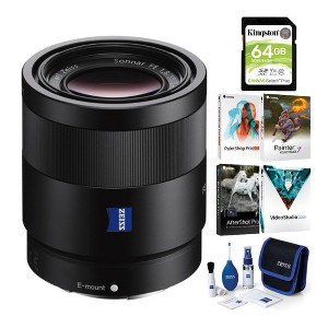 Sony Sonnar T* FE 55mm F1.8 ZA Lens with Software Suite and Accessory Bundle - 1 of 4