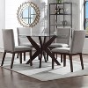 5pc Amalie Dining Set: Round Tempered Glass Top, Pedestal Base, Linen Upholstered Chairs - Steve Silver Co. - 2 of 4