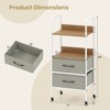 Costway 1/2 PCS Rolling Utility Storage Cart with 2 Open Shelves and 2 Fabric Drawers for Bedroom - 3 of 4