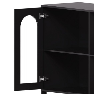 Sideboard Buffet Cabinet, Modern Glass Arch Storage Cabinet with Adjustable Shelves, 39.4" Multi-Functional Organize Furniture for Bathroom, Entryway,