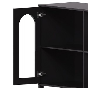 Sideboard Buffet Cabinet, Modern Glass Arch Storage Cabinet with Adjustable Shelves, 39.4" Multi-Functional Organize Furniture for Bathroom, Entryway, - 1 of 4