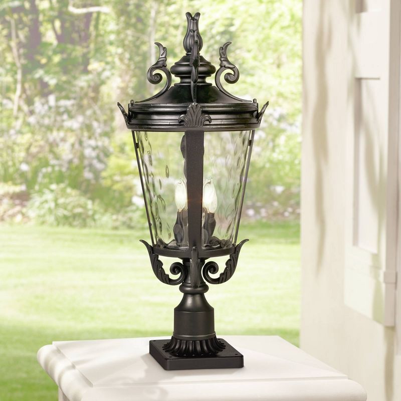 John Timberland Casa Marseille Vintage Outdoor Post Light Textured Black with Pier Mount 29" Clear Hammered Glass for Exterior Barn Deck House Porch, 2 of 6