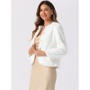 Allegra K Women's Faux Fur Long Sleeve Pockets Pearl Button Fluffy Cropped Cardigan Outerwear - 4 of 4