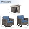 Buenhomino Patio Wicker Furniture Set with Fire Pit Table, PE Rattan Swivel Patio Chairs with Propane Fire Pit Table, 5PCS Patio Conversation Set - 3 of 4