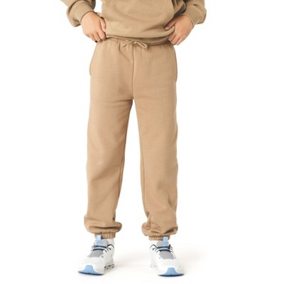 Future Planet Kids Unisex Jupiter Premium Fleece Lined Soft Cotton Sweatpants Loose Fit Beige