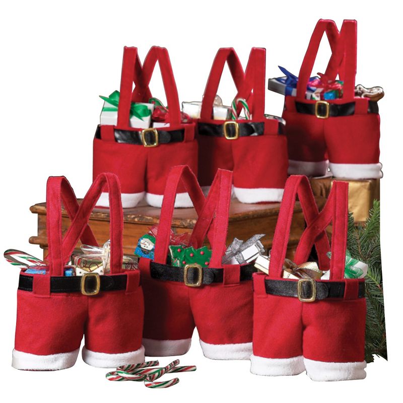 Collections Etc Santa Pants Gift and Treat Bags Red, 1 of 3