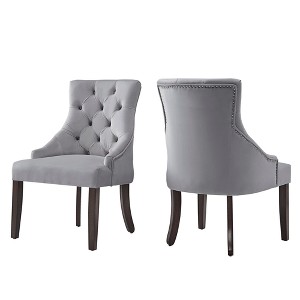 Lawler Velvet Button Tufted Dining Chair Set of 2 Gray - Inspire Q