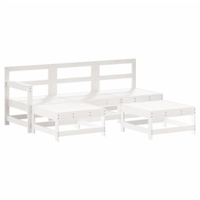 vidaXL Garden Lounge Set White Solid pine wood, Engineered wood Medium Modular - White